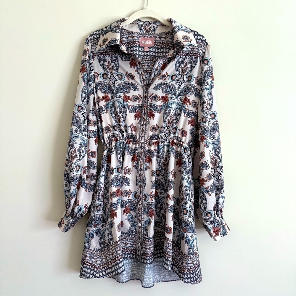 Show Me Your Mumu Dress Carrie Collared Cool Paisley Print Size M